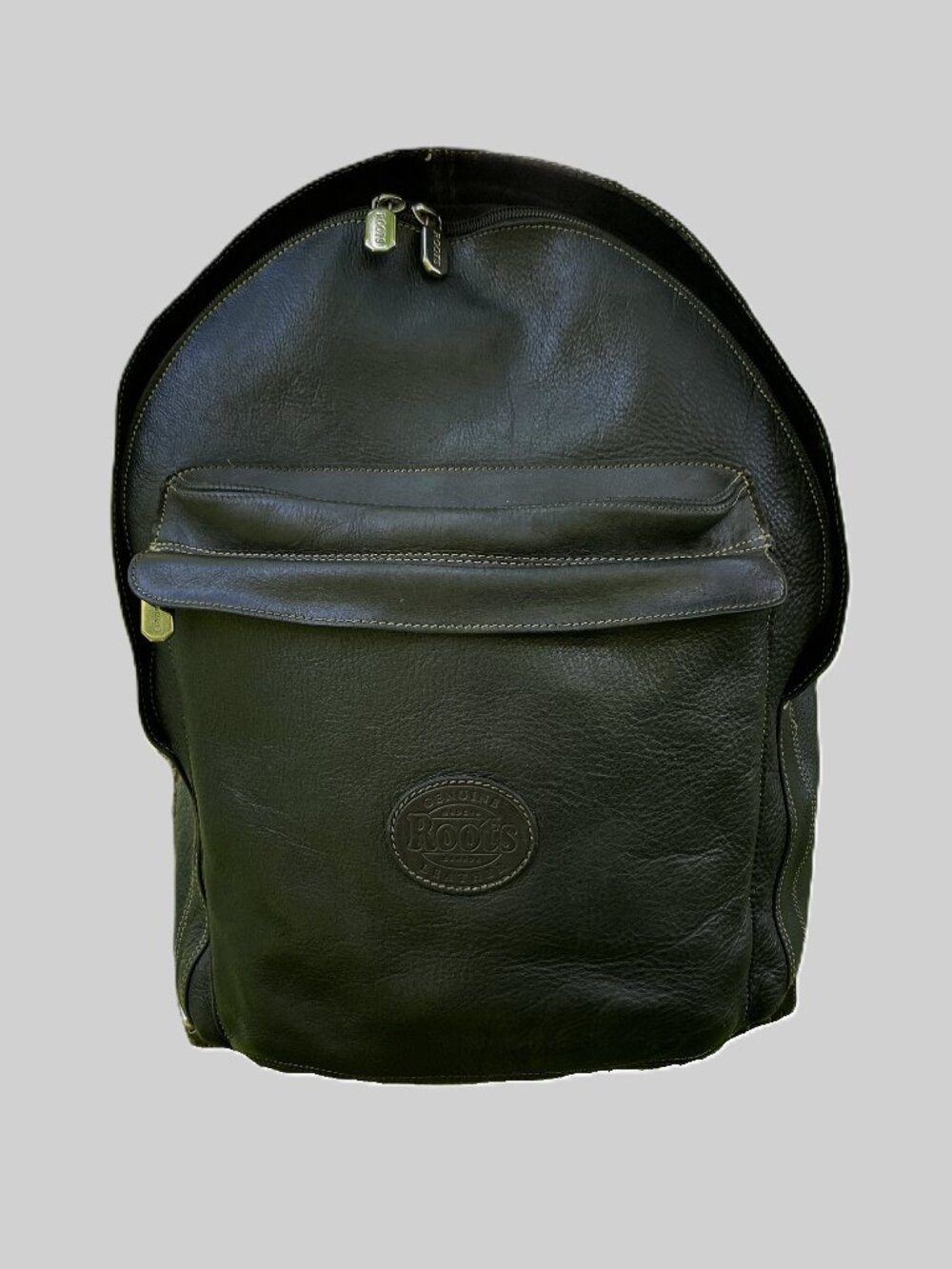 Roots Student Cervino Tribe Leather Large Black Backpack